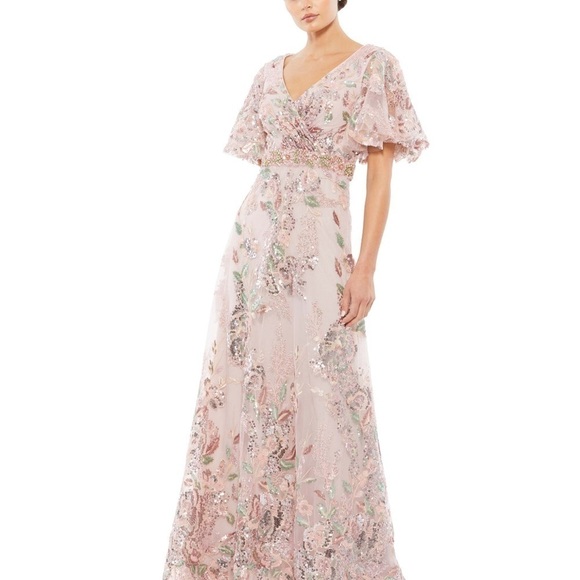 NEW $598 MAC DUGGAL 67880 FLORAL EMBELLISHED SHORT SLEEVE GOWN SIZE 8 - Picture 3 of 17